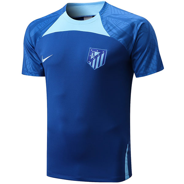 Atletico de Madrid maglia da allenamento maglia da calcio da uomo maglia da calcio manica corta sport top t-shirt blu 2022-2023